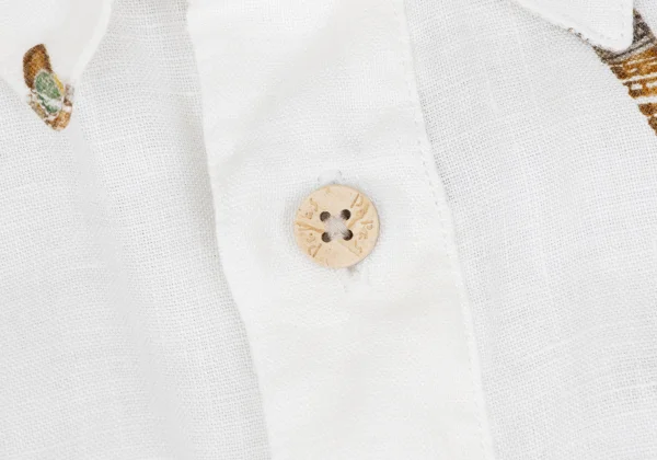 Papas Hat Cigarette Printed Linen Short Sleeve Shirt K-166551_005