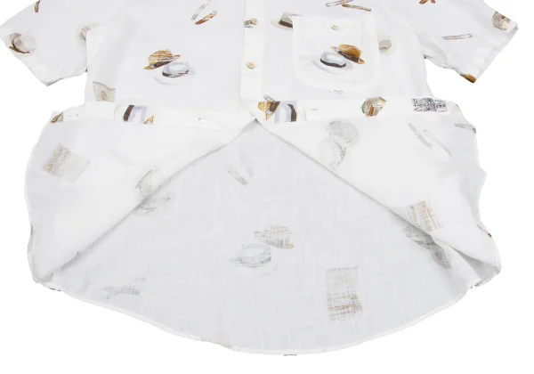 Papas Hat Cigarette Printed Linen Short Sleeve Shirt K-166551_010