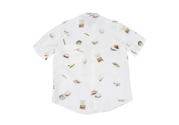 Papas Hat Cigarette Printed Linen Short Sleeve Shirt K-166551_011
