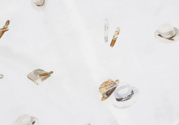 Papas Hat Cigarette Printed Linen Short Sleeve Shirt K-166551_012