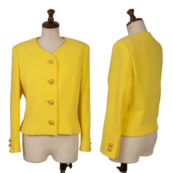 GIANNI VERSACE Button Design Collarless Jacket Yellow S-M K-166553_001