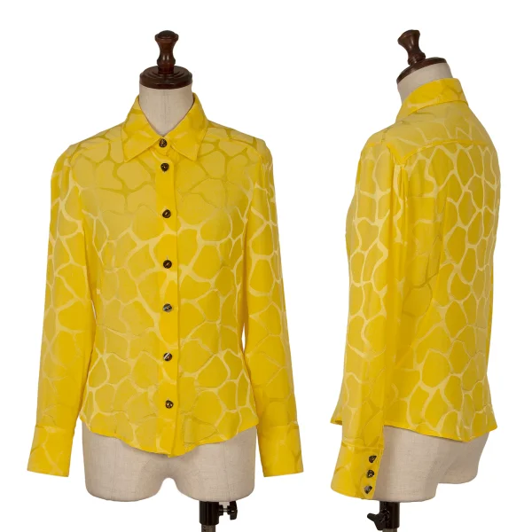 GIANNI VERSACE Jacquard Silk Blouse Yellow 38 K-166554_001