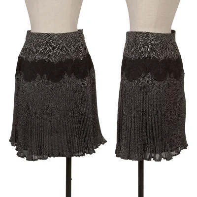 GIANNI VERSACE Lace Switching Dot Silk Pleats Skirt