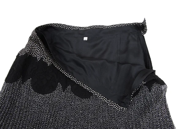 GIANNI VERSACE Lace Switching Dot Silk Pleats Skirt K-166558_006