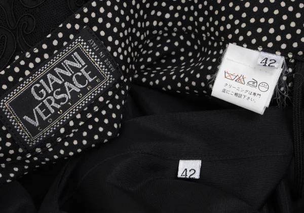 GIANNI VERSACE Lace Switching Dot Silk Pleats Skirt K-166558_016