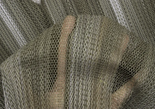 プリーツプリーズPLEATS PLEASE 超音波カッティングメッシュ半袖シャツ カーキ3 K-166559_009