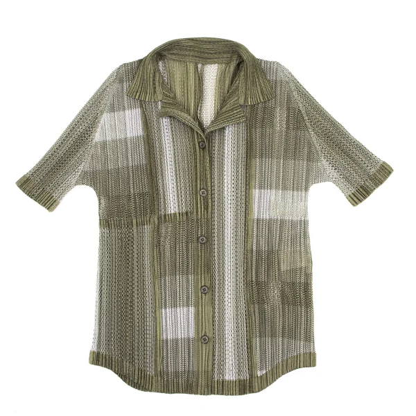 PLEATS PLEASE Ultrasonic Cutting Mesh Short Sleeve Shirt & Skirt K-166561_003