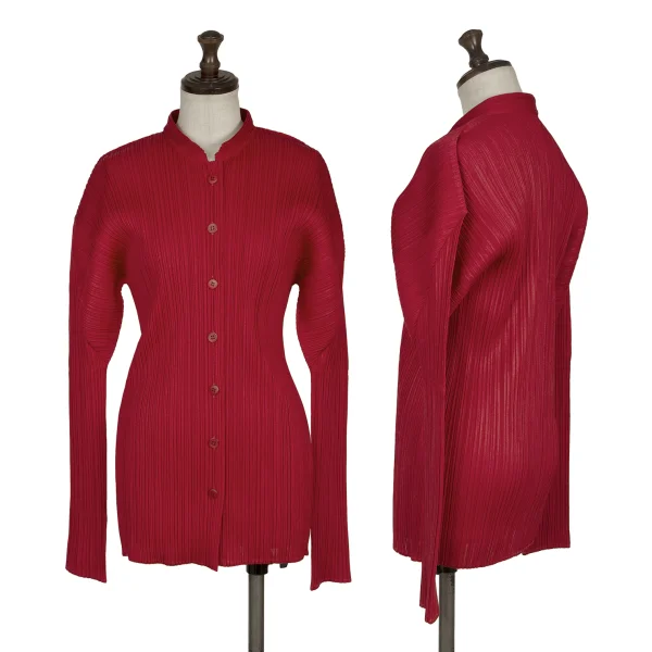 PLEATS PLEASE Band Collar Shirt Red 4 K-166563_001