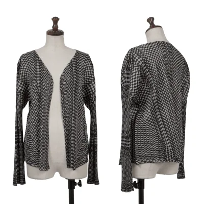 PLEATS PLEASE Check Printed Buttonless Cardigan