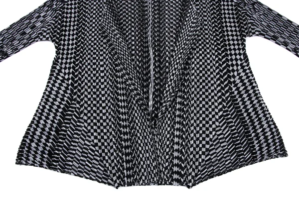 PLEATS PLEASE Check Printed Buttonless Cardigan K-166567_007