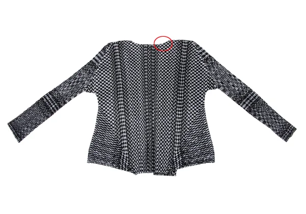 PLEATS PLEASE Check Printed Buttonless Cardigan K-166567_009