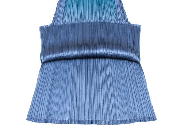 PLEATS PLEASE Shiny pleats Bicolor Sleeveless Dress K-166578_007