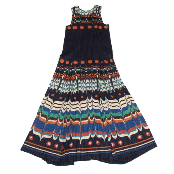 PLEATS PLEASE Pleats Ethnic Print Sleeveless Dress K-166579_002