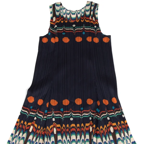 PLEATS PLEASE Pleats Ethnic Print Sleeveless Dress K-166579_003