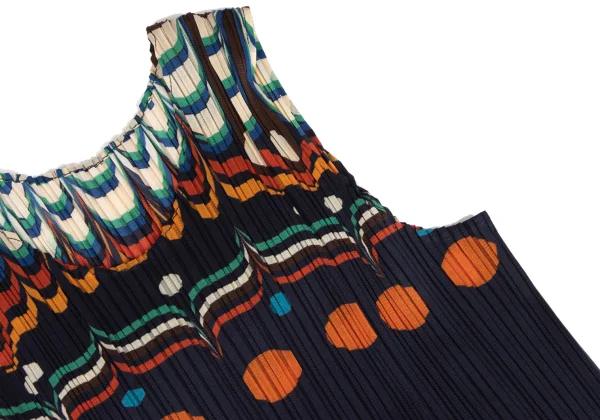 PLEATS PLEASE Pleats Ethnic Print Sleeveless Dress K-166579_005