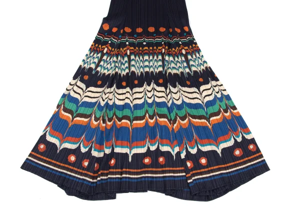 PLEATS PLEASE Pleats Ethnic Print Sleeveless Dress K-166579_006