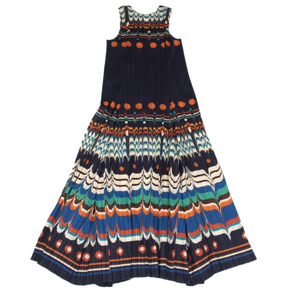 PLEATS PLEASE Pleats Ethnic Print Sleeveless Dress K-166579_008