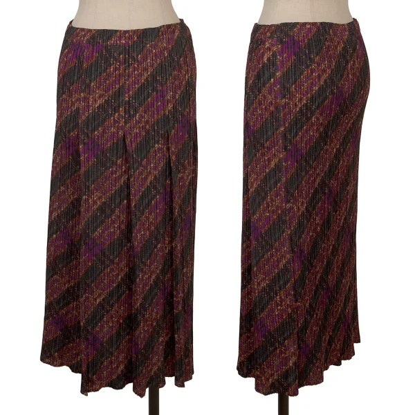 PLEATS PLEASE Bias Knit Transfer Tuck Pleated Skirt Multi-Color 3 K-166583_001
