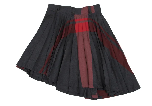 Y's Red Label Wool Curved Line Pleated Skirt K-166595_002