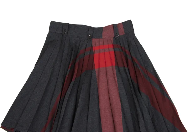 Y's Red Label Wool Curved Line Pleated Skirt K-166595_003