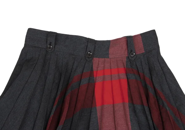 Y's Red Label Wool Curved Line Pleated Skirt K-166595_004