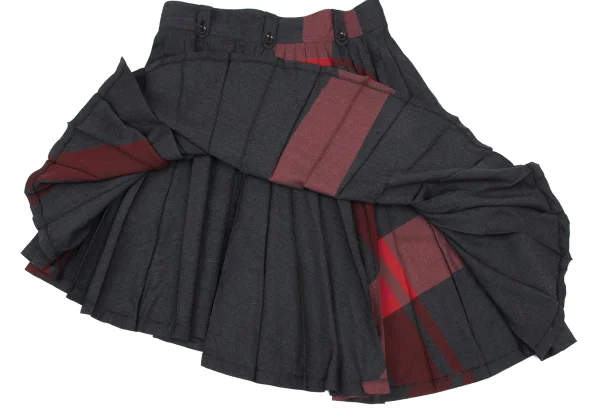 Y's Red Label Wool Curved Line Pleated Skirt K-166595_008