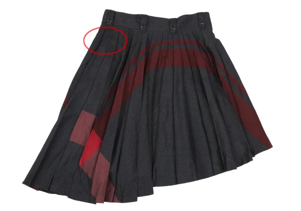 Y's Red Label Wool Curved Line Pleated Skirt K-166595_009