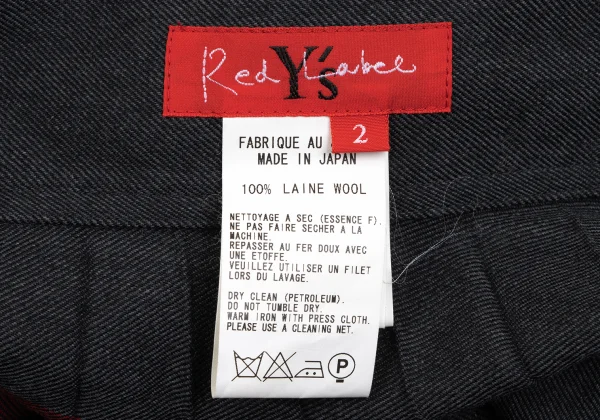 Y's Red Label Wool Curved Line Pleated Skirt K-166595_014