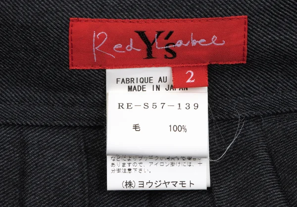 Y's Red Label Wool Curved Line Pleated Skirt K-166595_015