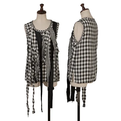 tricot COMME des GARCONS Checker Cut Off Sleeveless Top