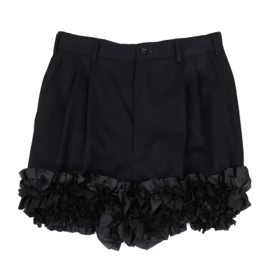 COMME des GARCONS Wool Gaba Frilled Hem Shorts