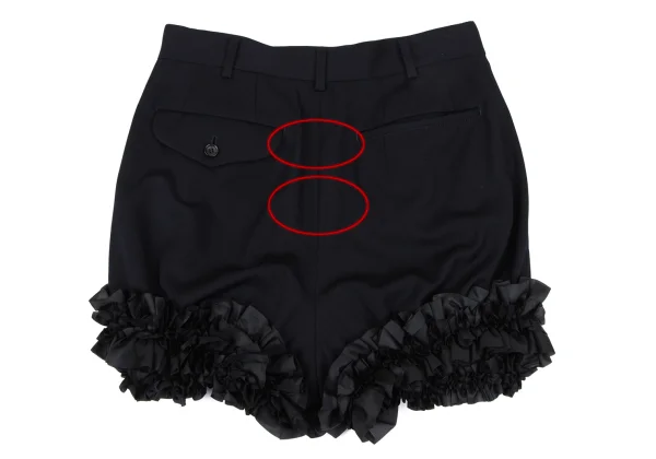 COMME des GARCONS Wool Gaba Frilled Hem Shorts K-166604_009