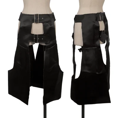 COMME des GARCONS Satin Cut Off Belted Chaps Skirt