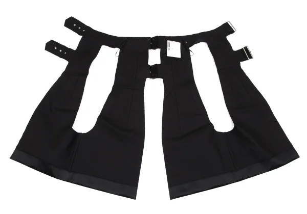 COMME des GARCONS Satin Cut Off Belted Chaps Skirt K-166605_008
