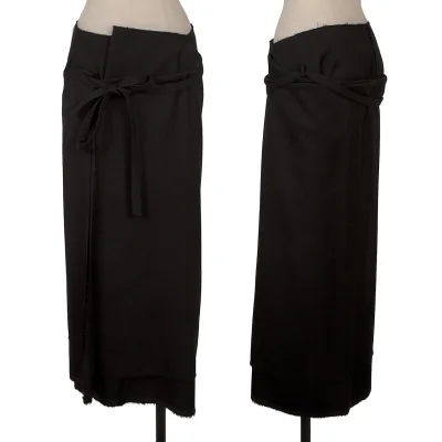 COMME des GARCONS Wool Cut Off Hem Wrap Skirt