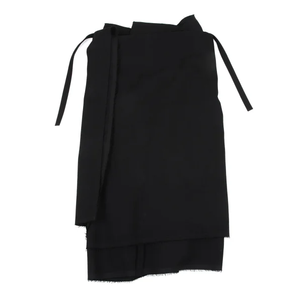 COMME des GARCONS Wool Cut Off Hem Wrap Skirt K-166606_002