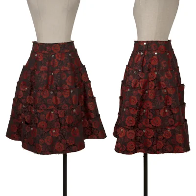 COMME des GARCONS Snap Button Detachable Rose Jacquard Skirt