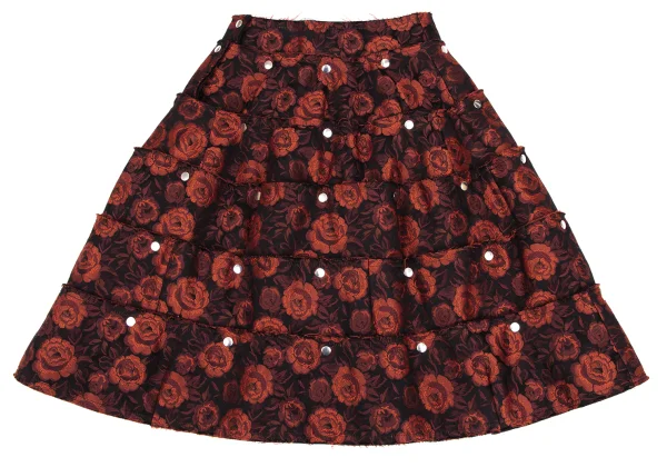 COMME des GARCONS Snap Button Detachable Rose Jacquard Skirt K-166611_012