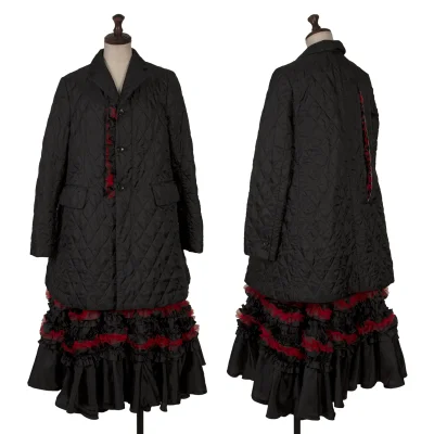 COMME des GARCONS Tulle Ruffle Layered Quilted Long Jacket