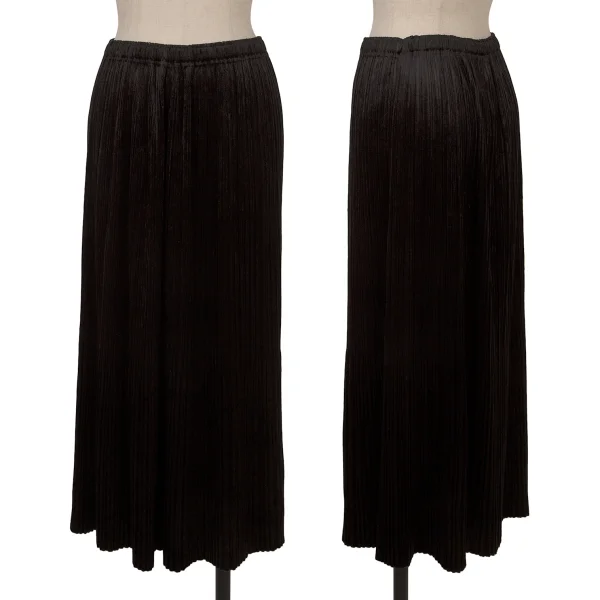 PLEATS PLEASE Velvet A-line Skirt Black 3 K-166618_001