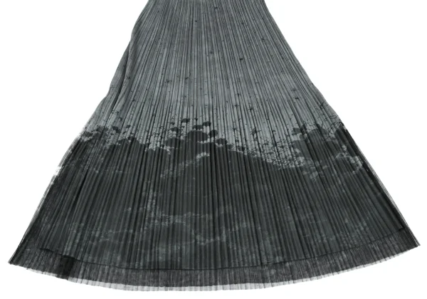 PLEATS PLEASE Floral Print Mesh Layered Skirt K-166619_005