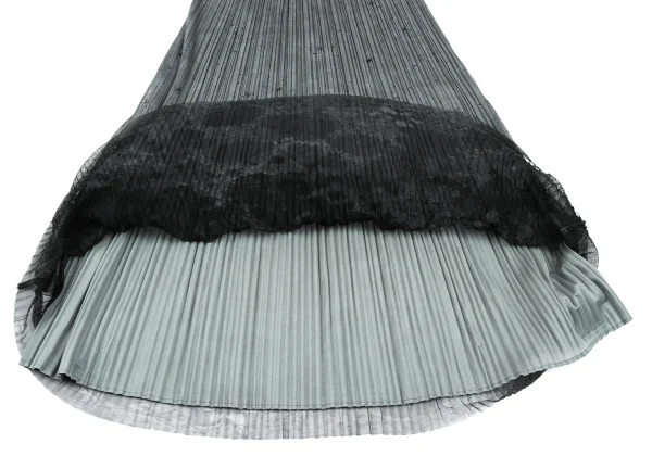 PLEATS PLEASE Floral Print Mesh Layered Skirt K-166619_007