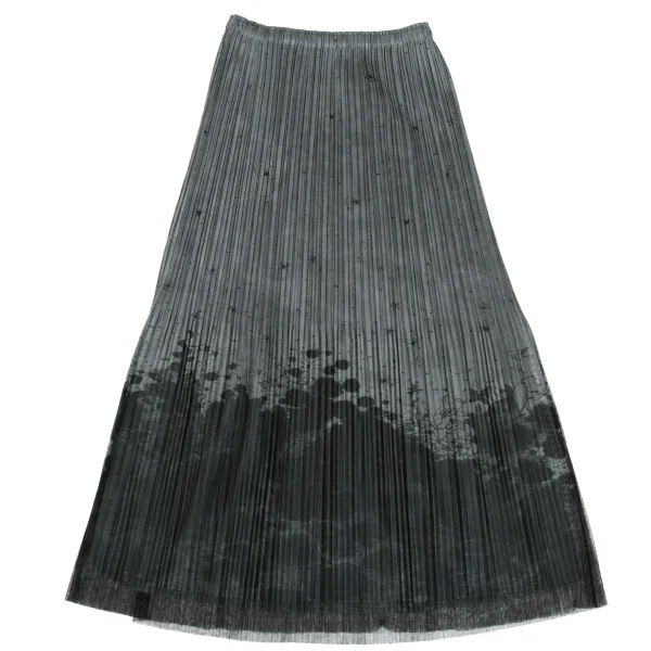 PLEATS PLEASE Floral Print Mesh Layered Skirt K-166619_009