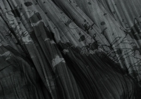 PLEATS PLEASE Floral Print Mesh Layered Skirt K-166619_010