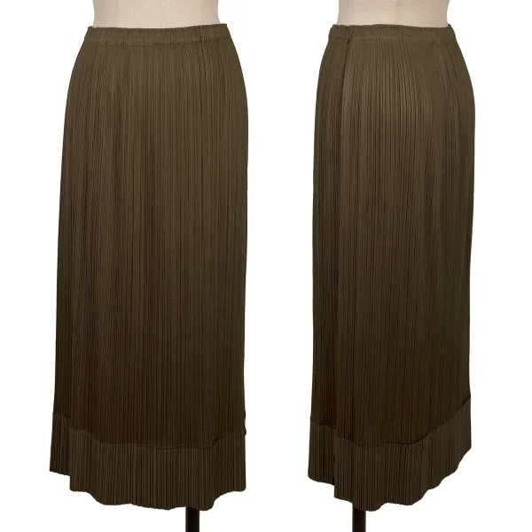 PLEATS PLEASE Folded Hem Pleats Skirt Khaki 3 K-166620_001