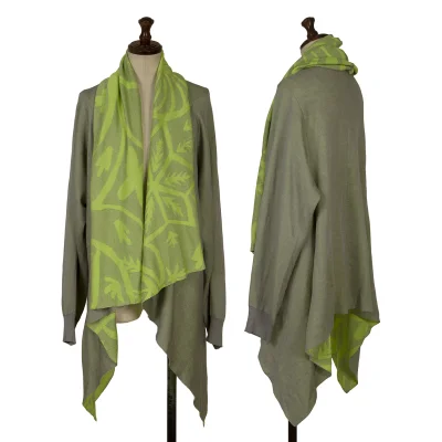 PLEATS PLEASE Jacquard Lined Draped Cardigan