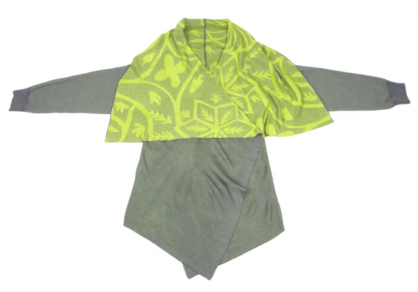 PLEATS PLEASE Jacquard Lined Draped Cardigan K-166634_002