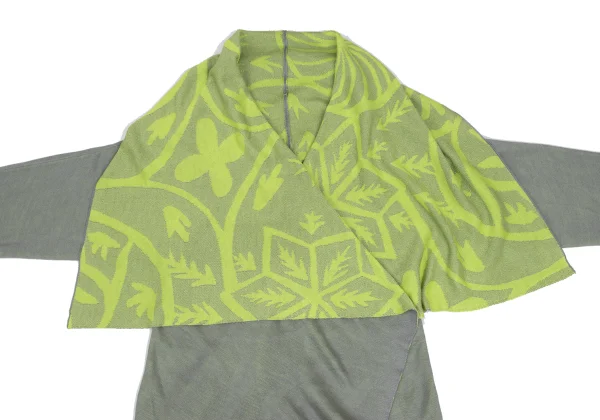 PLEATS PLEASE Jacquard Lined Draped Cardigan K-166634_003