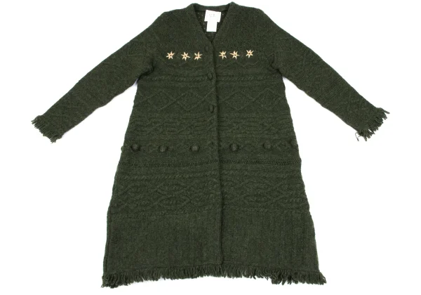 Sybilla Floral Embroidery Long Cable Knit Cardigan K-166645_002