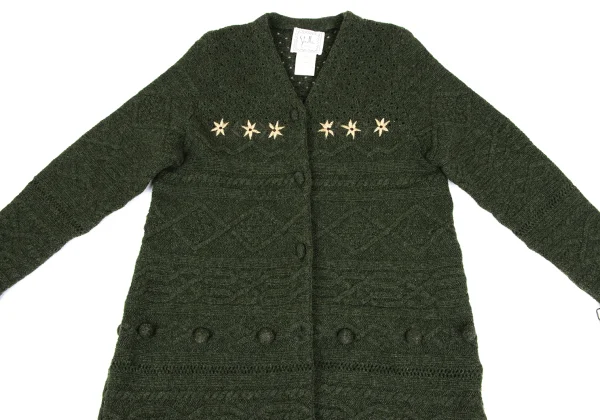 Sybilla Floral Embroidery Long Cable Knit Cardigan K-166645_003